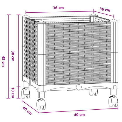 Garden Planter with Wheels Blue Grey 40 x 40 x 48 cm PP