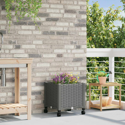 Garden Planter with Wheels Light Grey 40 x 40 x 48 cm PP