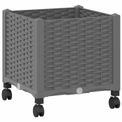 Garden Planter with Wheels Light Grey 40 x 40 x 48 cm PP