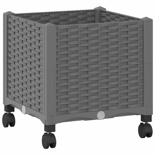 Garden Planter with Wheels Light Grey 40 x 40 x 48 cm PP