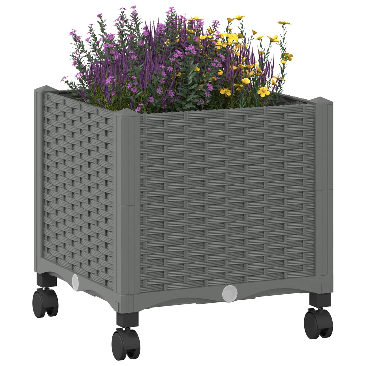 Garden Planter with Wheels Light Grey 40 x 40 x 48 cm PP