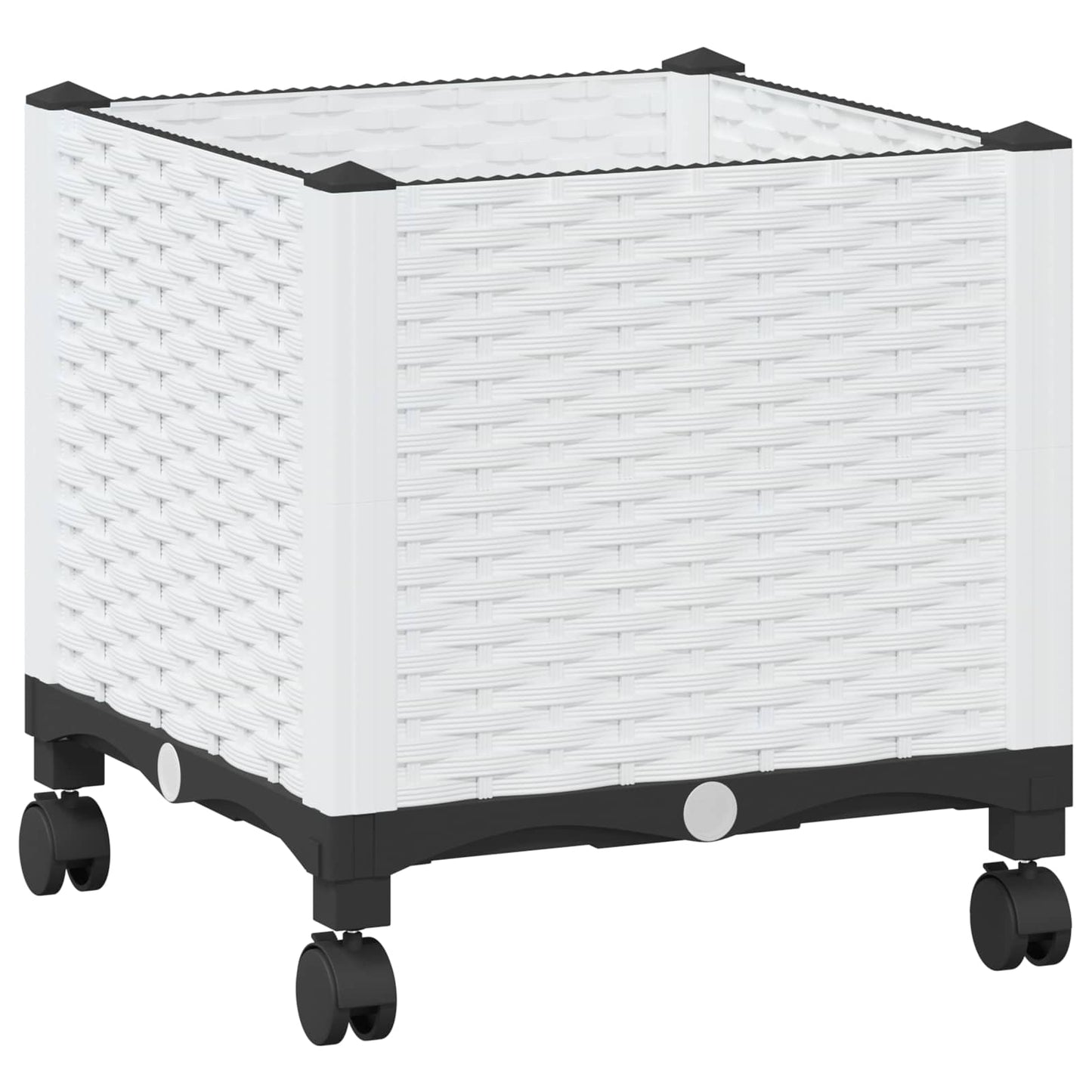 Garden Planter with Wheels White 40 x 40 x 48 cm PP