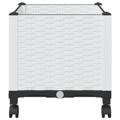 Garden Planter with Wheels White 40 x 40 x 48 cm PP