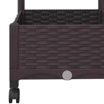 Garden Planter with Trellis&Wheels Brown 40 x 40 x 131.5 cm PP