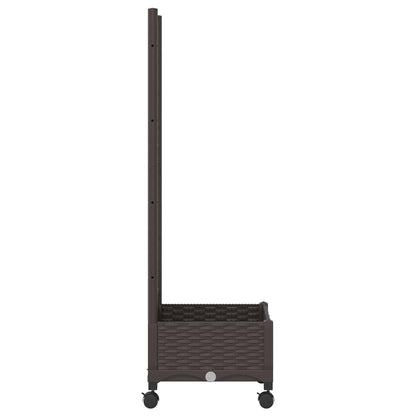 Garden Planter with Trellis&Wheels Brown 40 x 40 x 131.5 cm PP