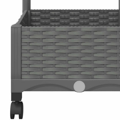 Garden Planter with Trellis&Wheels Light Grey PP