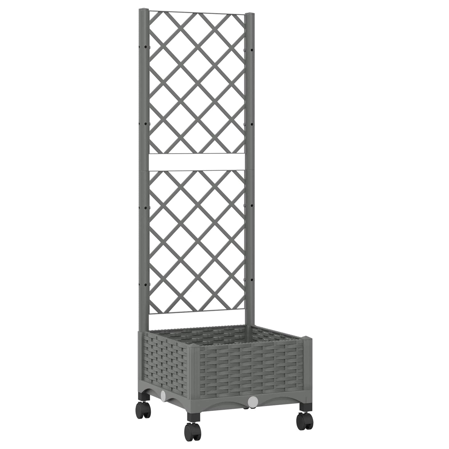 Garden Planter with Trellis&Wheels Light Grey PP