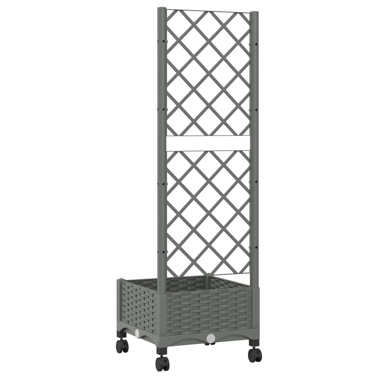 Garden Planter with Trellis&Wheels Light Grey PP