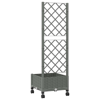 Garden Planter with Trellis&Wheels Light Grey PP