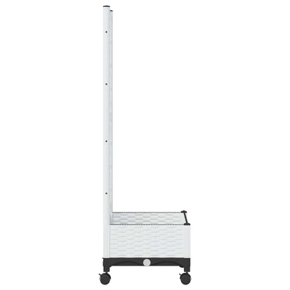 Garden Planter with Trellis&Wheels White 40 x 40 x 131.5 cm PP