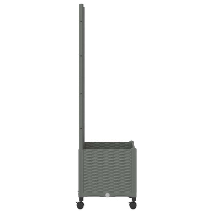 Garden Planter with Trellis&Wheels Light Grey 40 x 40 x 146 cm