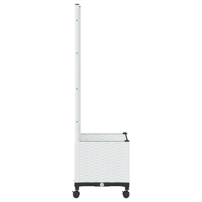 Garden Planter with Trellis&Wheels White 40 x 40 x 146 cm PP