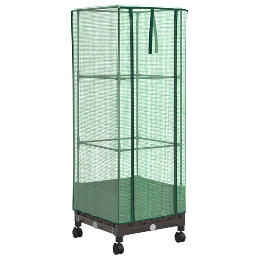 Garden Planter with Greenhouse Cover&Wheels Brown PP