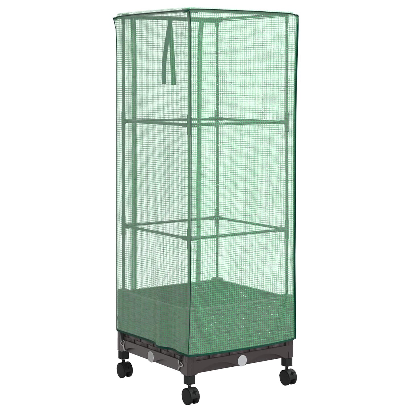 Garden Planter with Greenhouse Cover&Wheels Brown PP