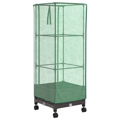 Garden Planter with Greenhouse Cover&Wheels Brown PP