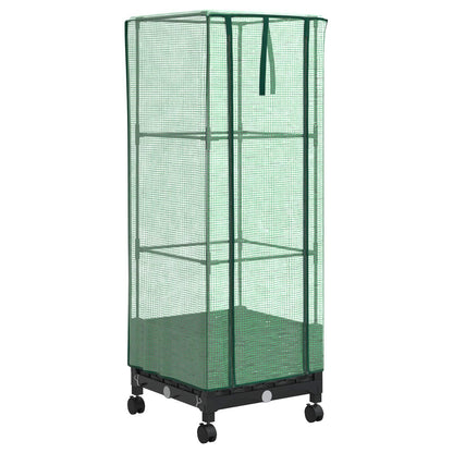 Garden Planter with Greenhouse Cover&Wheels Black PP