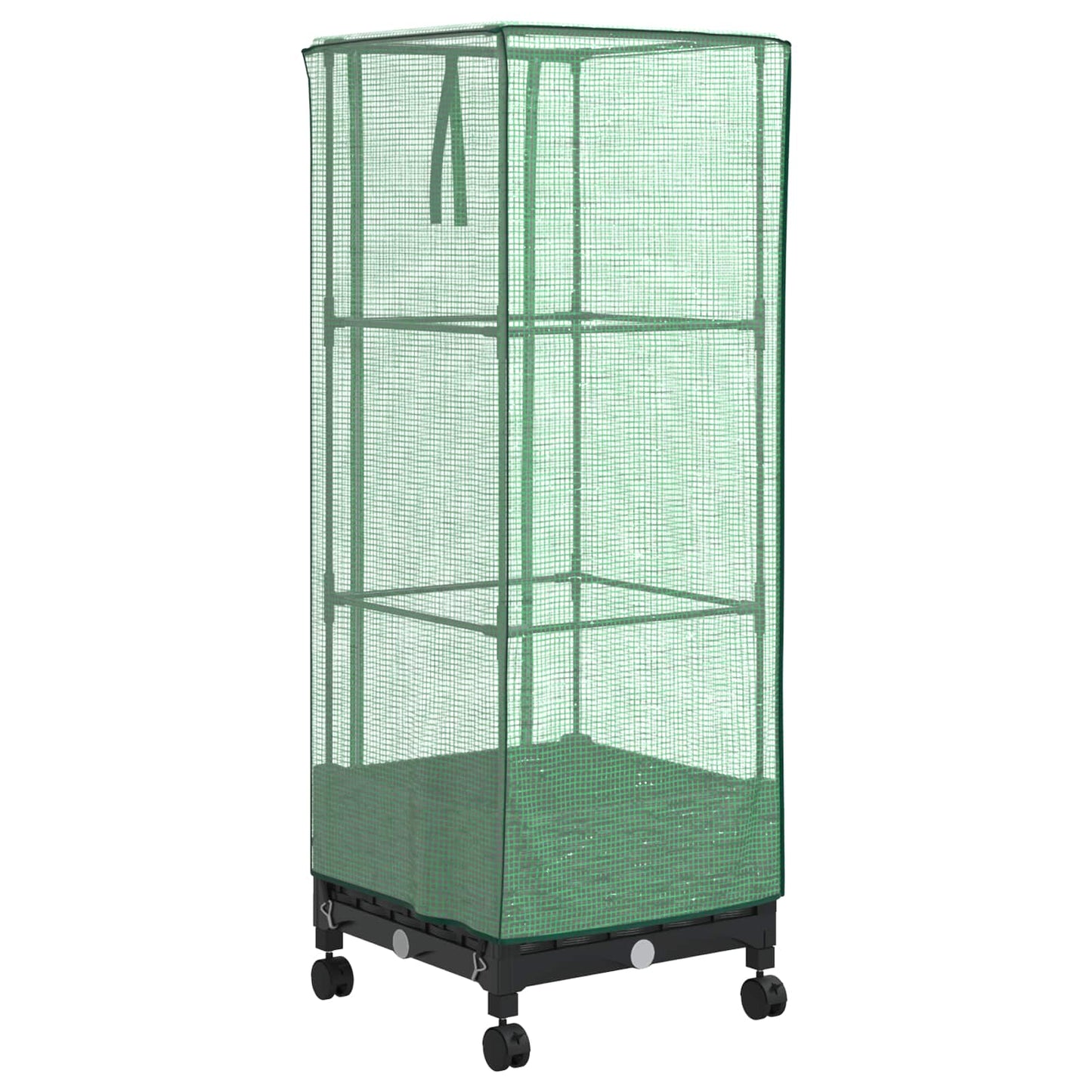 Garden Planter with Greenhouse Cover&Wheels Black PP