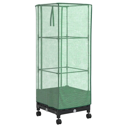 Garden Planter with Greenhouse Cover&Wheels Black PP