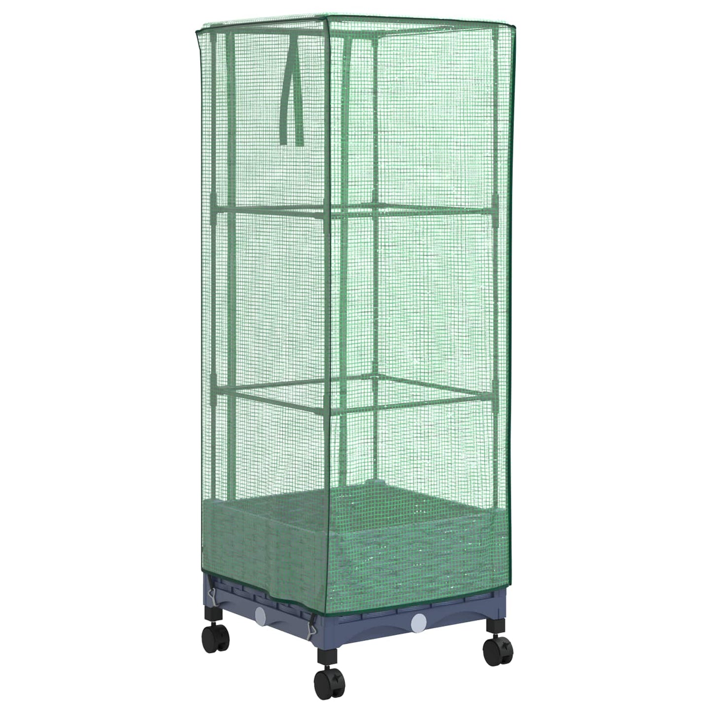 Garden Planter with Greenhouse Cover&Wheels Blue Grey PP