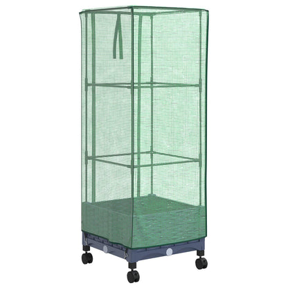 Garden Planter with Greenhouse Cover&Wheels Blue Grey PP