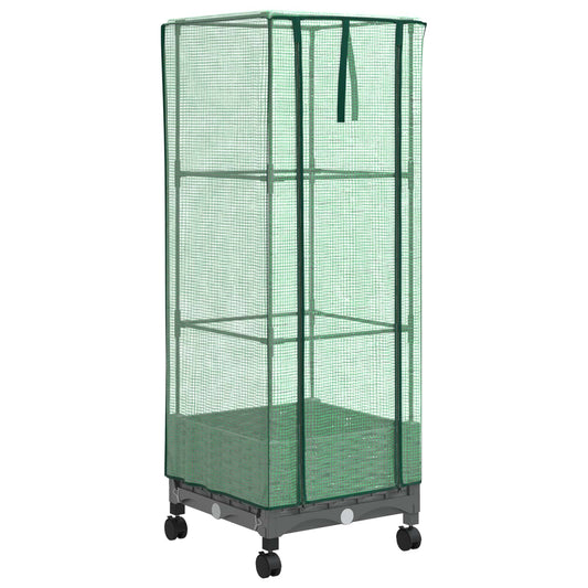 Garden Planter with Greenhouse Cover&Wheels Light Grey PP