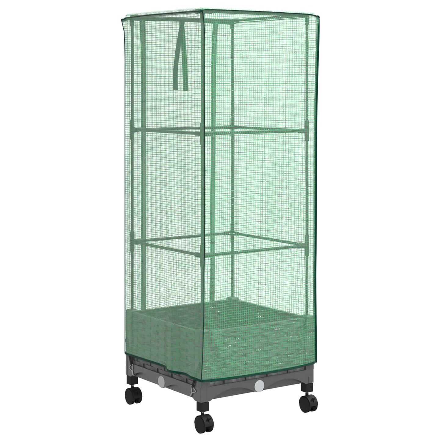 Garden Planter with Greenhouse Cover&Wheels Light Grey PP