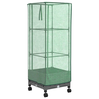Garden Planter with Greenhouse Cover&Wheels Light Grey PP