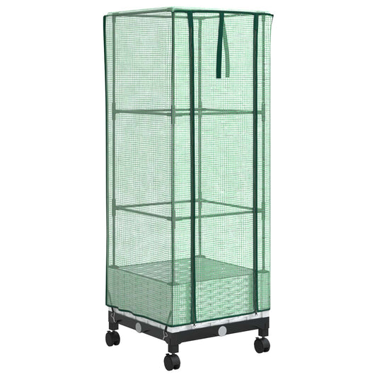 Garden Planter with Greenhouse Cover&Wheels White PP