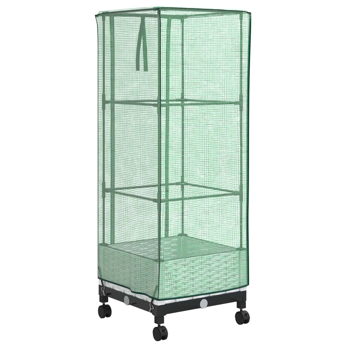 Garden Planter with Greenhouse Cover&Wheels White PP