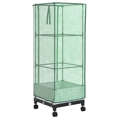 Garden Planter with Greenhouse Cover&Wheels White PP