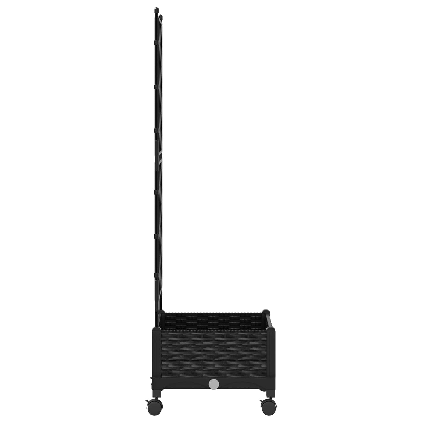 Garden Planter with Trellis&Wheels Black 40 x 40 x 131.5 cm PP