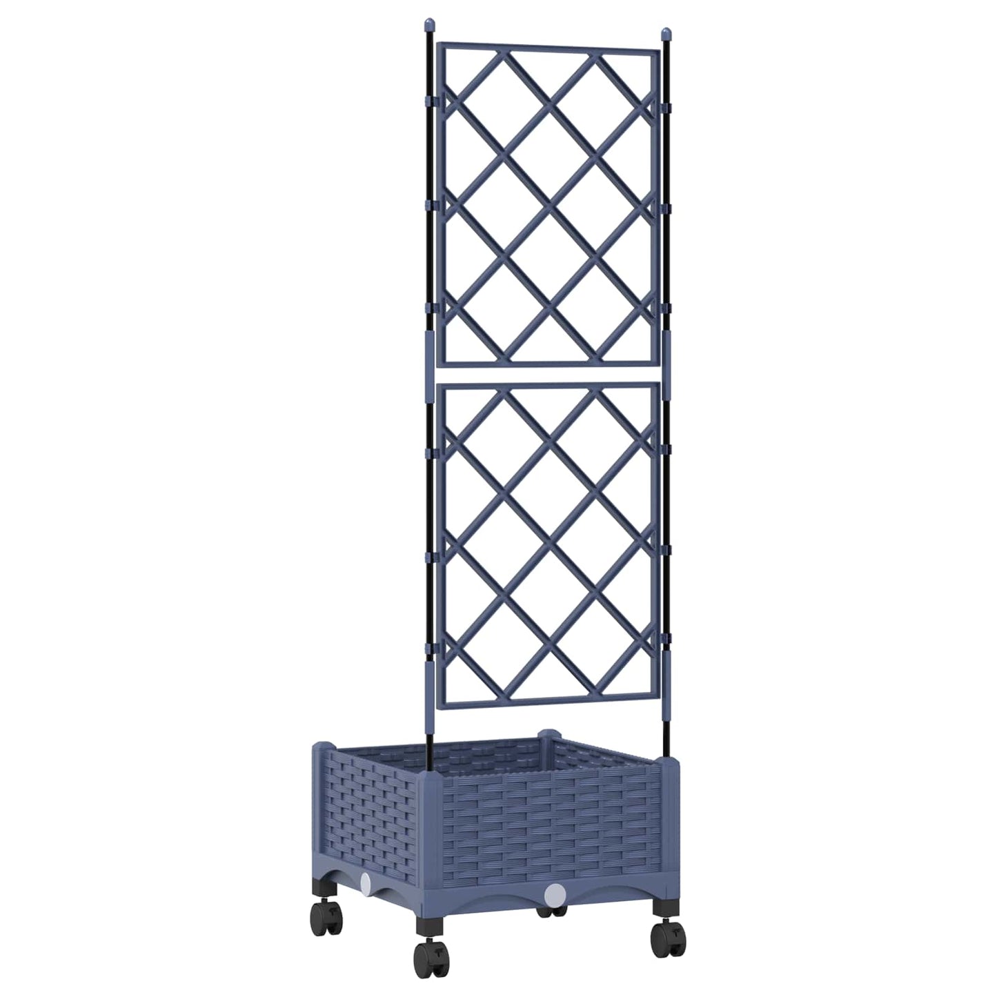 Garden Planter with Trellis&Wheels Grey 40 x 40 x 131.5 cm PP