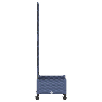 Garden Planter with Trellis&Wheels Grey 40 x 40 x 131.5 cm PP