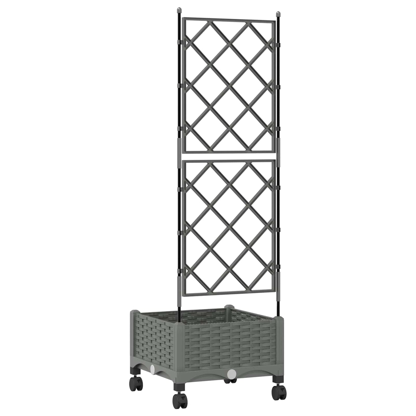 Garden Planter with Trellis&Wheels Light Grey PP