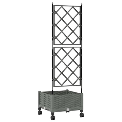 Garden Planter with Trellis&Wheels Light Grey PP