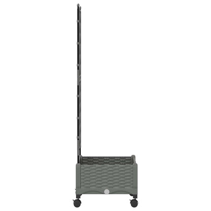 Garden Planter with Trellis&Wheels Light Grey PP