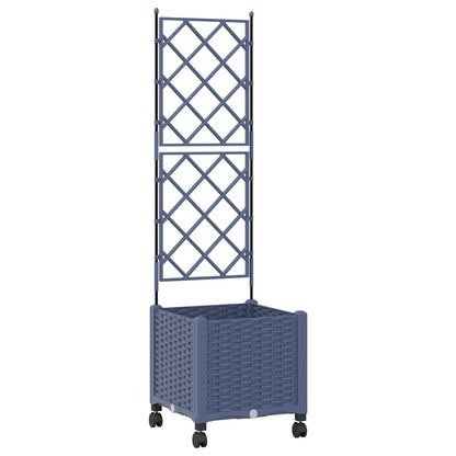 Garden Planter with Trellis&Wheels Grey 40 x 40 x 149 cm PP