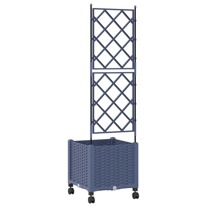 Garden Planter with Trellis&Wheels Grey 40 x 40 x 149 cm PP