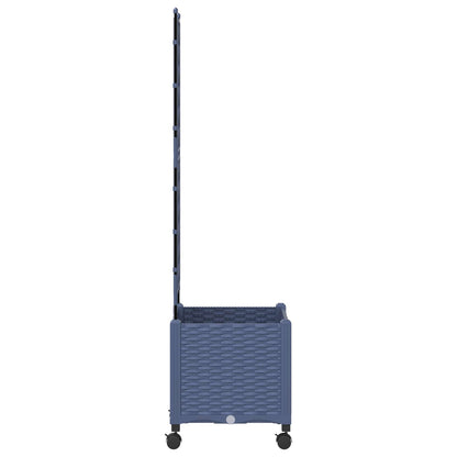 Garden Planter with Trellis&Wheels Grey 40 x 40 x 149 cm PP