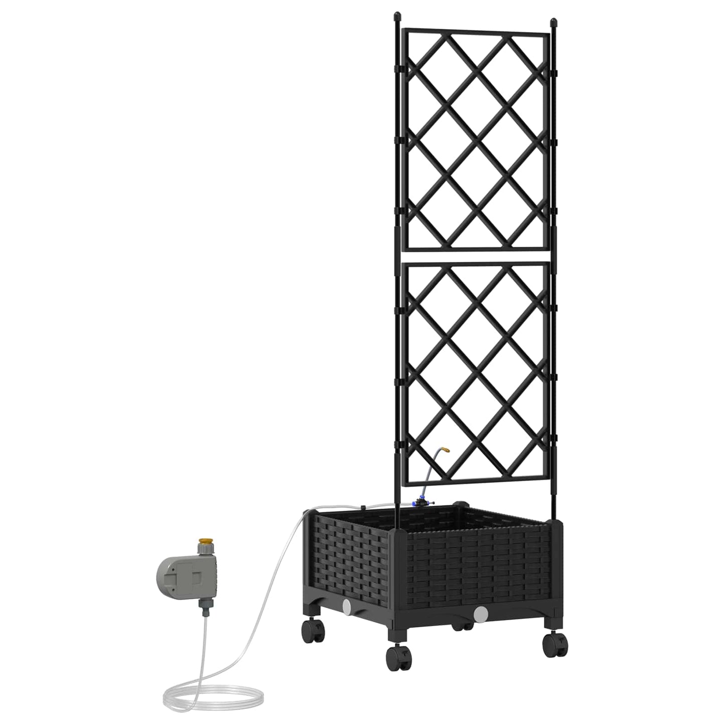 Garden Planter with Irrigation&Wheels Black 40 x 40 x 132 cm PP