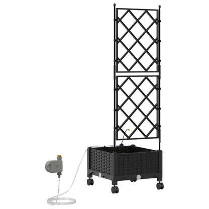 Garden Planter with Irrigation&Wheels Black 40 x 40 x 132 cm PP