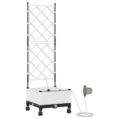 Garden Planter with Irrigation&Wheels White 40 x 40 x 132 cm PP