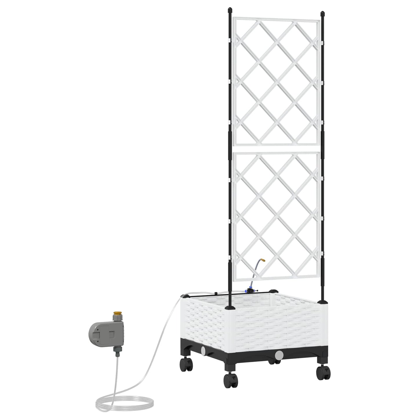 Garden Planter with Irrigation&Wheels White 40 x 40 x 132 cm PP