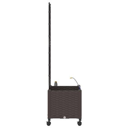 Garden Planter with Irrigation&Wheels Brown 40 x 40 x 148 cm PP