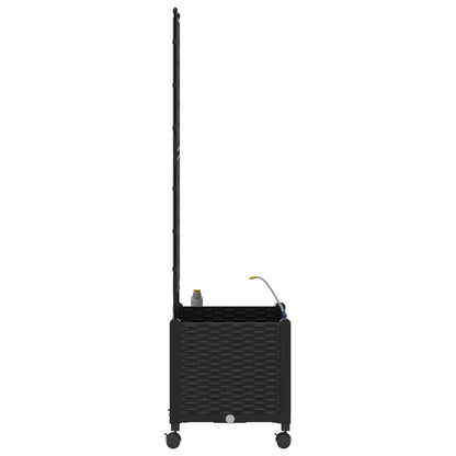 Garden Planter with Irrigation&Wheels Black 40 x 40 x 148 cm PP