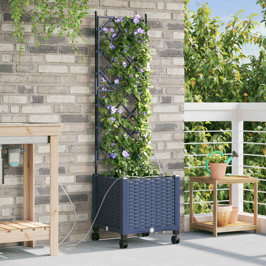 Garden Planter with Irrigation&Wheels Grey 40 x 40 x 148 cm PP