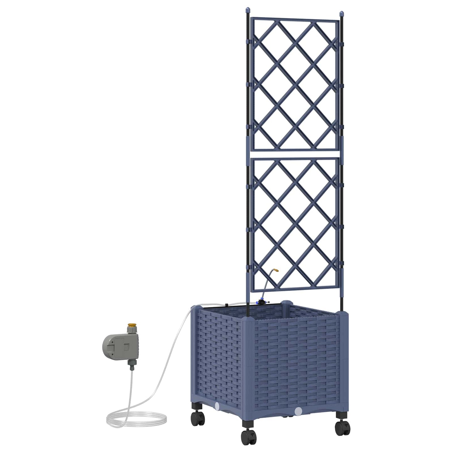 Garden Planter with Irrigation&Wheels Grey 40 x 40 x 148 cm PP