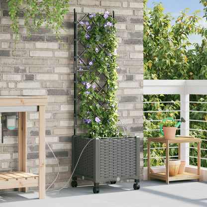 Garden Planter with Irrigation&Wheels Light Grey PP