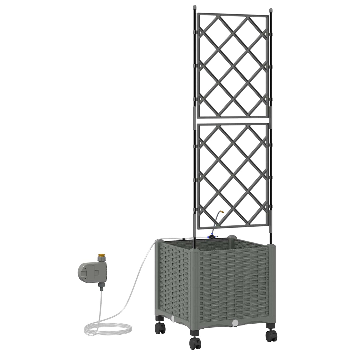 Garden Planter with Irrigation&Wheels Light Grey PP