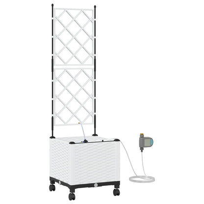 Garden Planter with Irrigation&Wheels White 40 x 40 x 148 cm PP